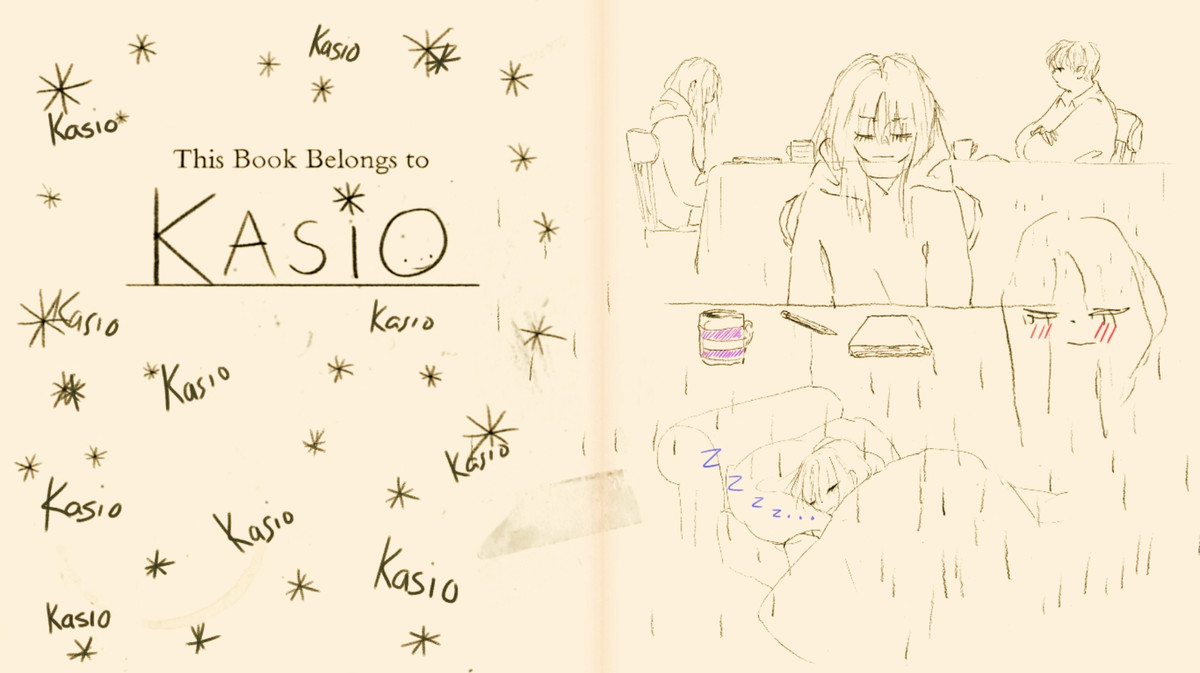 The first page of If Found...’s in-game diary, which is covered in Kasio’s name and other scribbles.