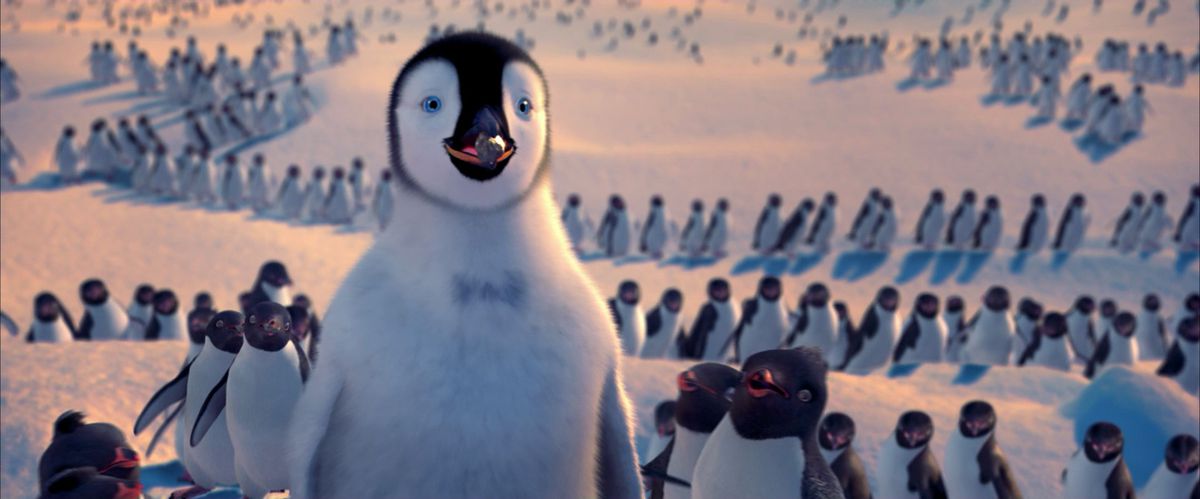 un pinguino in piedi felici