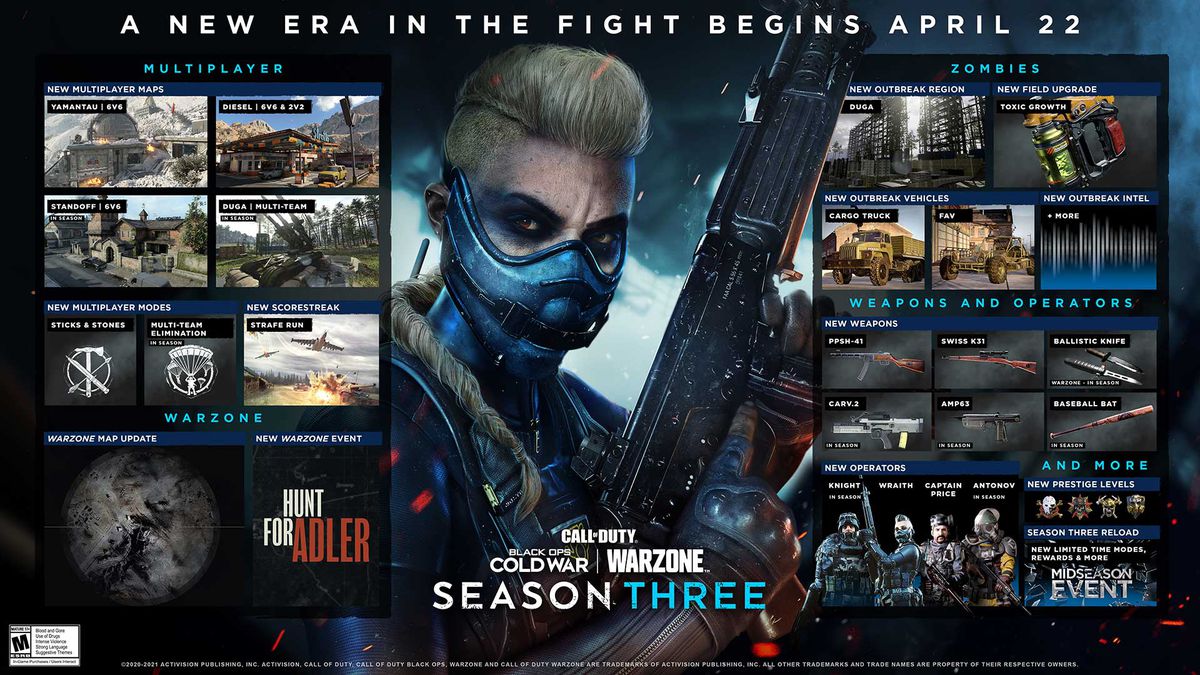 La roadmap del piano dei contenuti per Call of Duty: Black Ops Cold War e Warzone stagione 3 