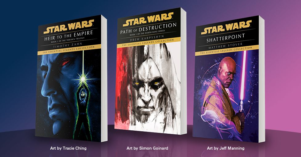 i primi tre libri della Star Wars 'Essential Legends Collection di Lucasfilm: Heir to the Empire.  Sentiero della distruzione e punto in frantumi