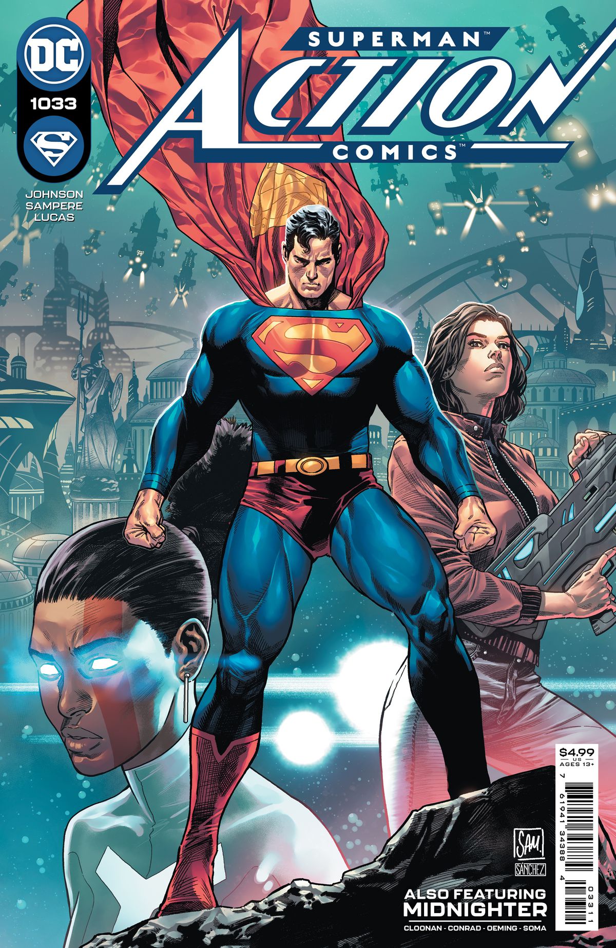 Superman è pronto sulla copertina di Action Comics # 1033, DC Comics (2021). 