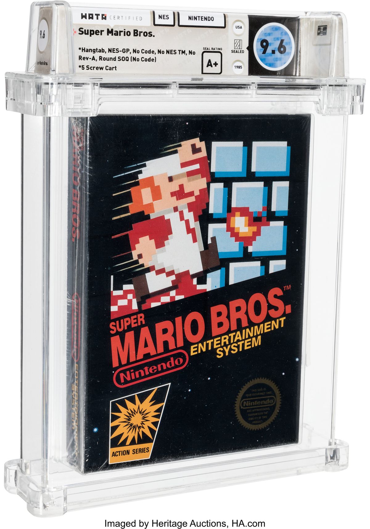 Una foto di Super Mario Bros. per NES con rivestimento in acrilico