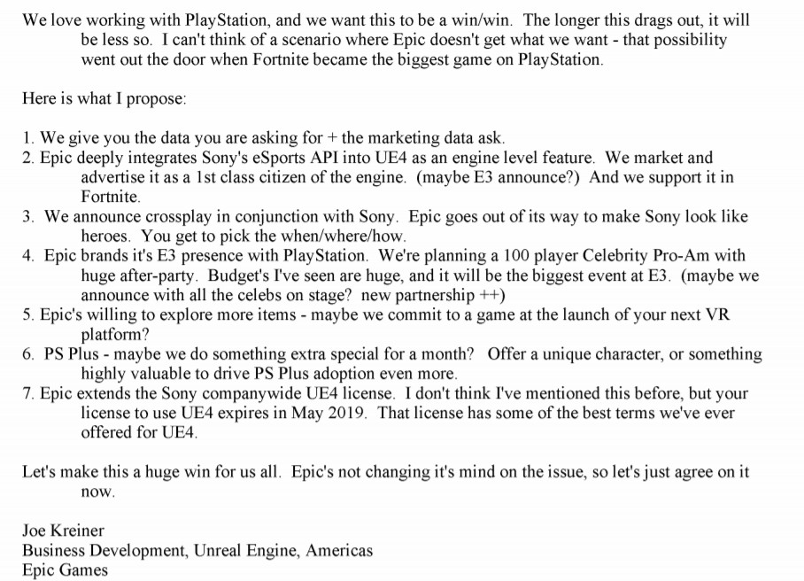 Un'e-mail da Epic Games a Sony sul crossplay per Fortnite