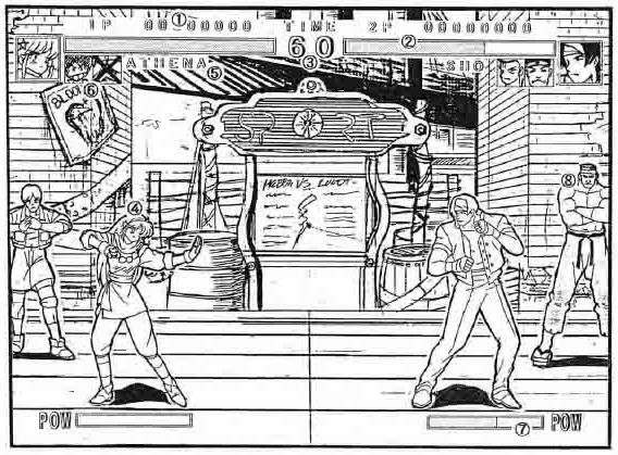 A black and white sketch shows two King of Fighters characters facing one another
