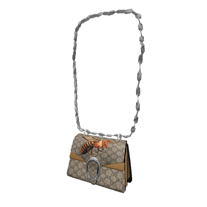 Un modello 3D di una borsa Gucci con un'ape sopra