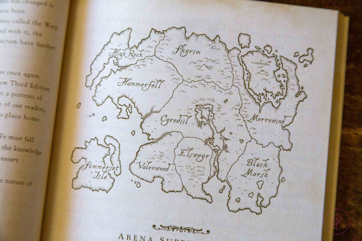Un'immagine di una mappa di Tamriel da A Pocket Guide To The Empire, pubblicata con TES 4: Oblivion's Collector's Edition.