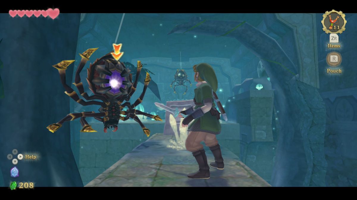Link affronta uno Skulltula in The Legend of Zelda: Skyward Sword HD