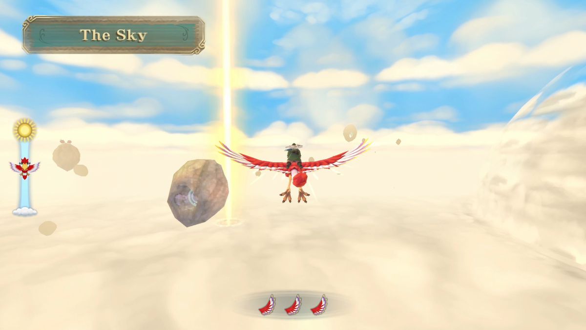 Link cavalca sul retro del suo Loftwing in Skyward Sword HD