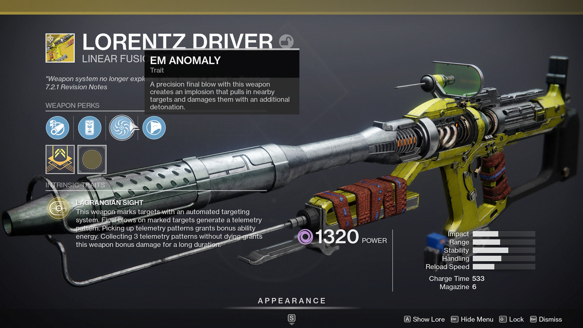 Il fucile a fusione lineare Lorentz Driver in Destiny 2
