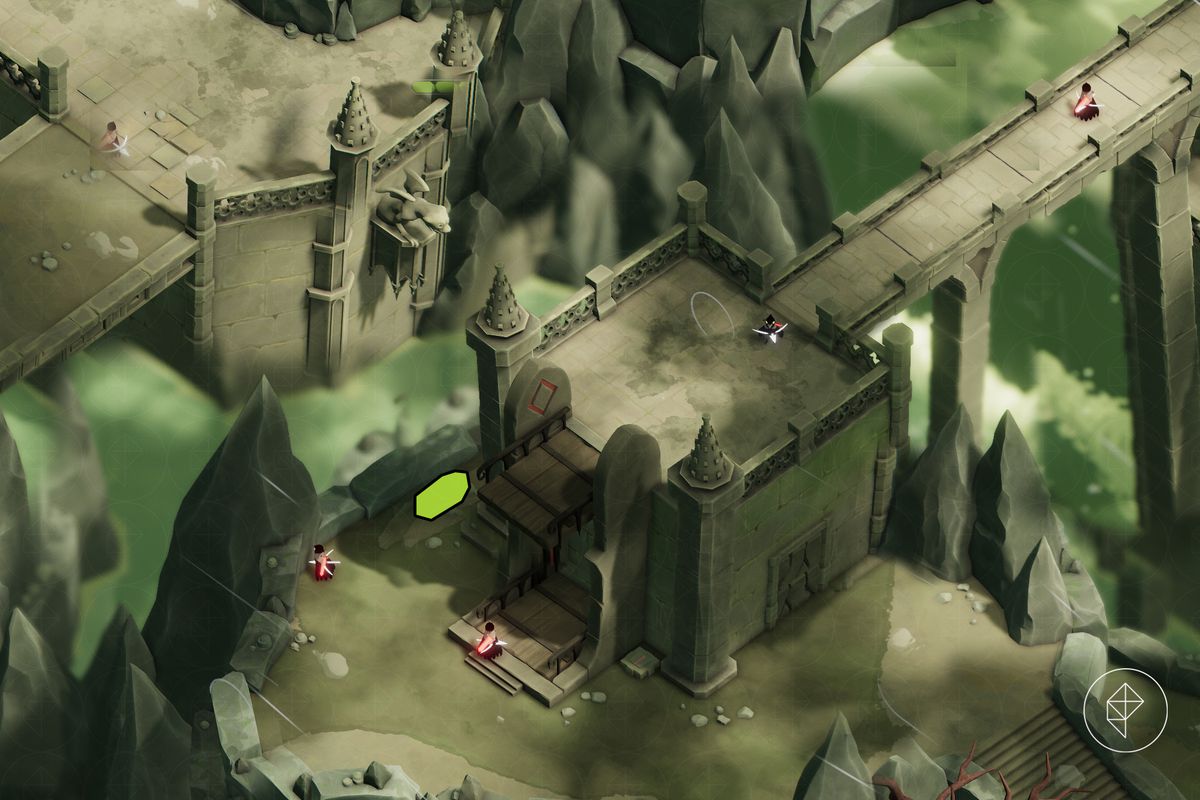 Una mappa del cimitero perduto vicino a un ascensore con un indicatore di gemma verde a sinistra.