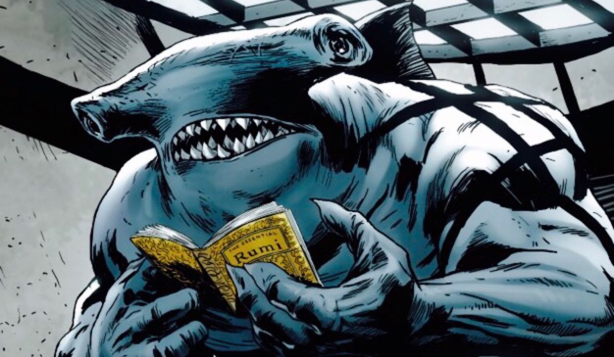 King Shark legge il poeta persiano Rumi in Suicide Squad.