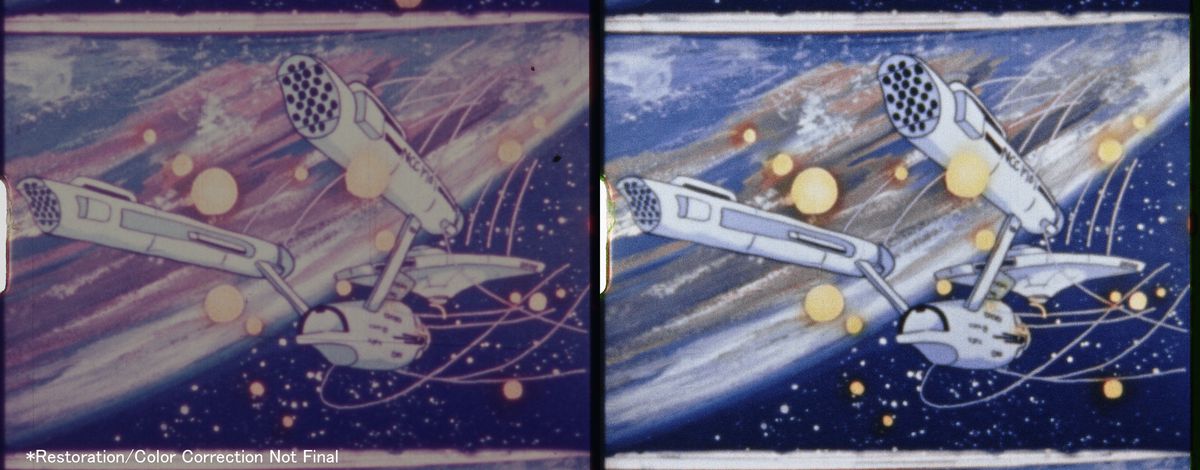 Confronto di frame del remaster di Daicon III: Star Trek Ship
