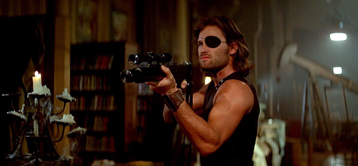 Kurt Russell as Snake Plisken in Escape from New York.