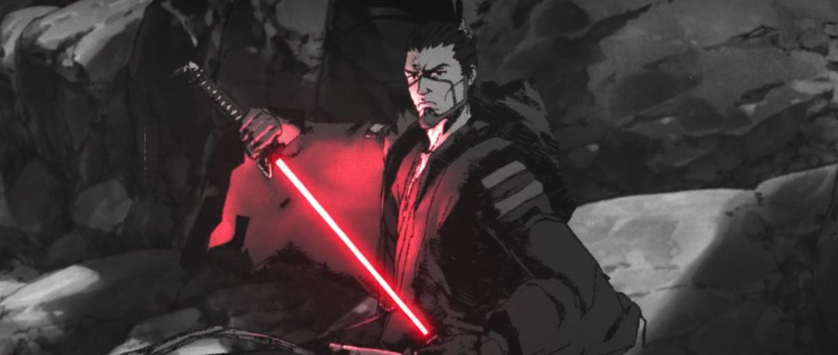 Ronin di Star Wars: Visions, rimettere una spada laser rossa in un... fodero?