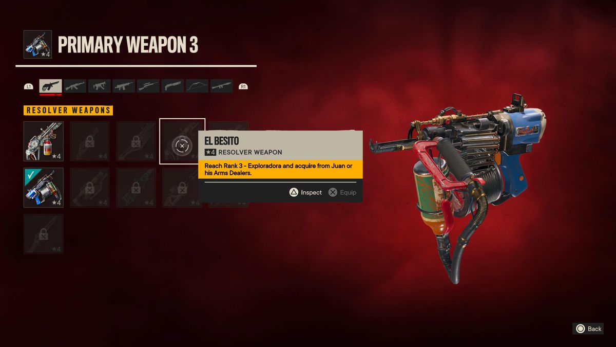 La schermata dell'arma del Resolver in Far Cry 6