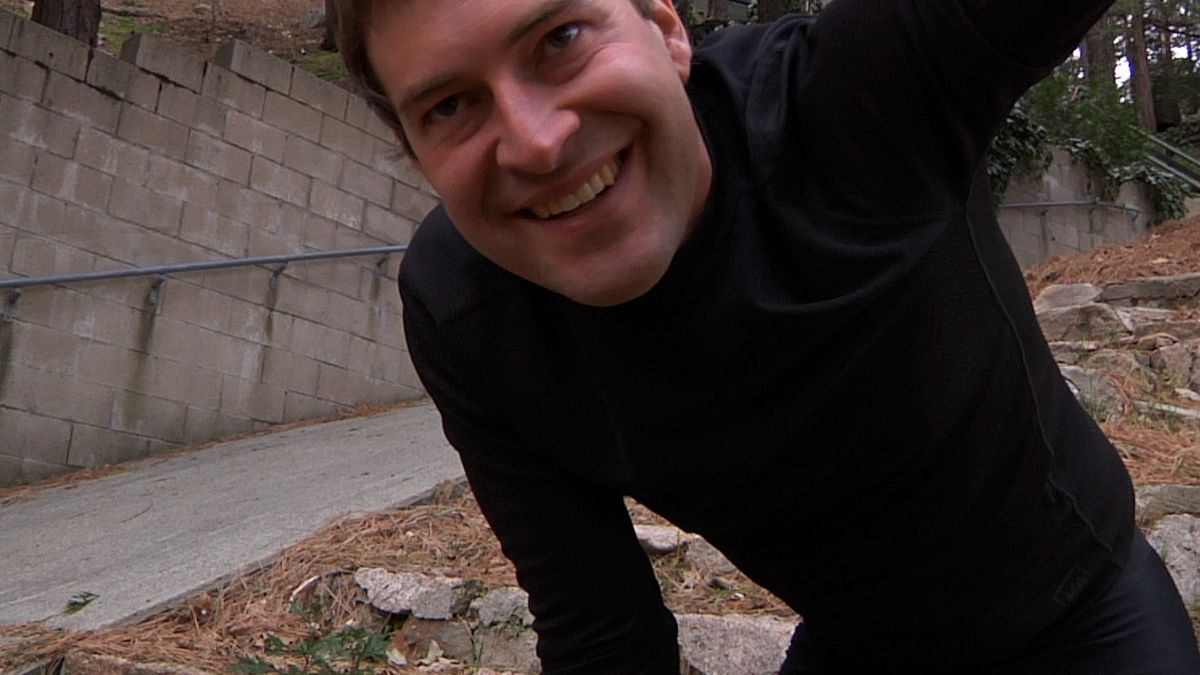 Mark Duplass looking into the camera in Creep