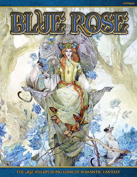 La copertina di Blue Rose, che mostra una regina sul suo trono circondata da gioielli e rami d'albero spogli.