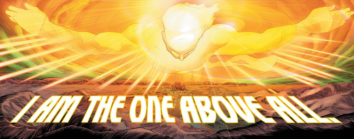 The One Above All, un'enorme figura umana gialla incandescente appare in Immortal Hulk #50 (2021).