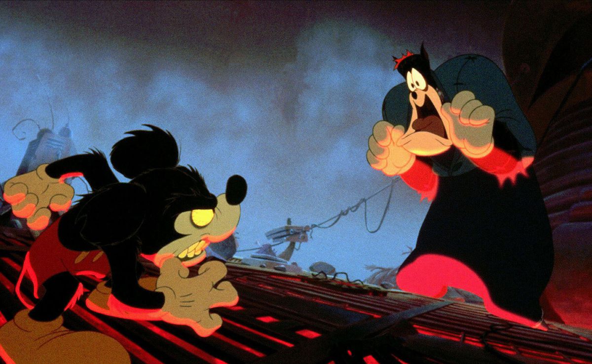 Runaway Brain: Monster Mickey attacks the Frankenstein doctor