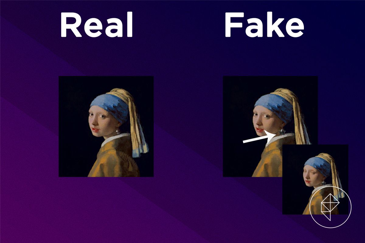 A comparison image showing what the fake Wistful Painting looks like