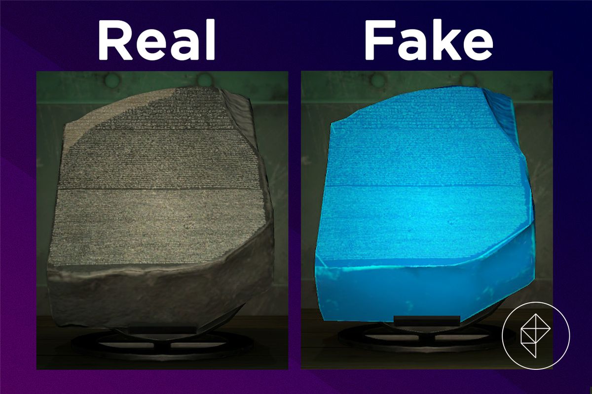 A comparison of the real and fake Informative Statue