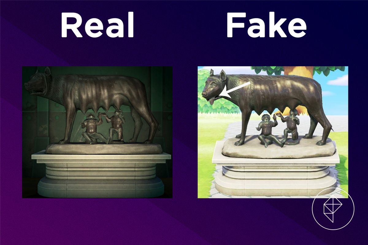 A comparison between the real and fake Motherly Statue