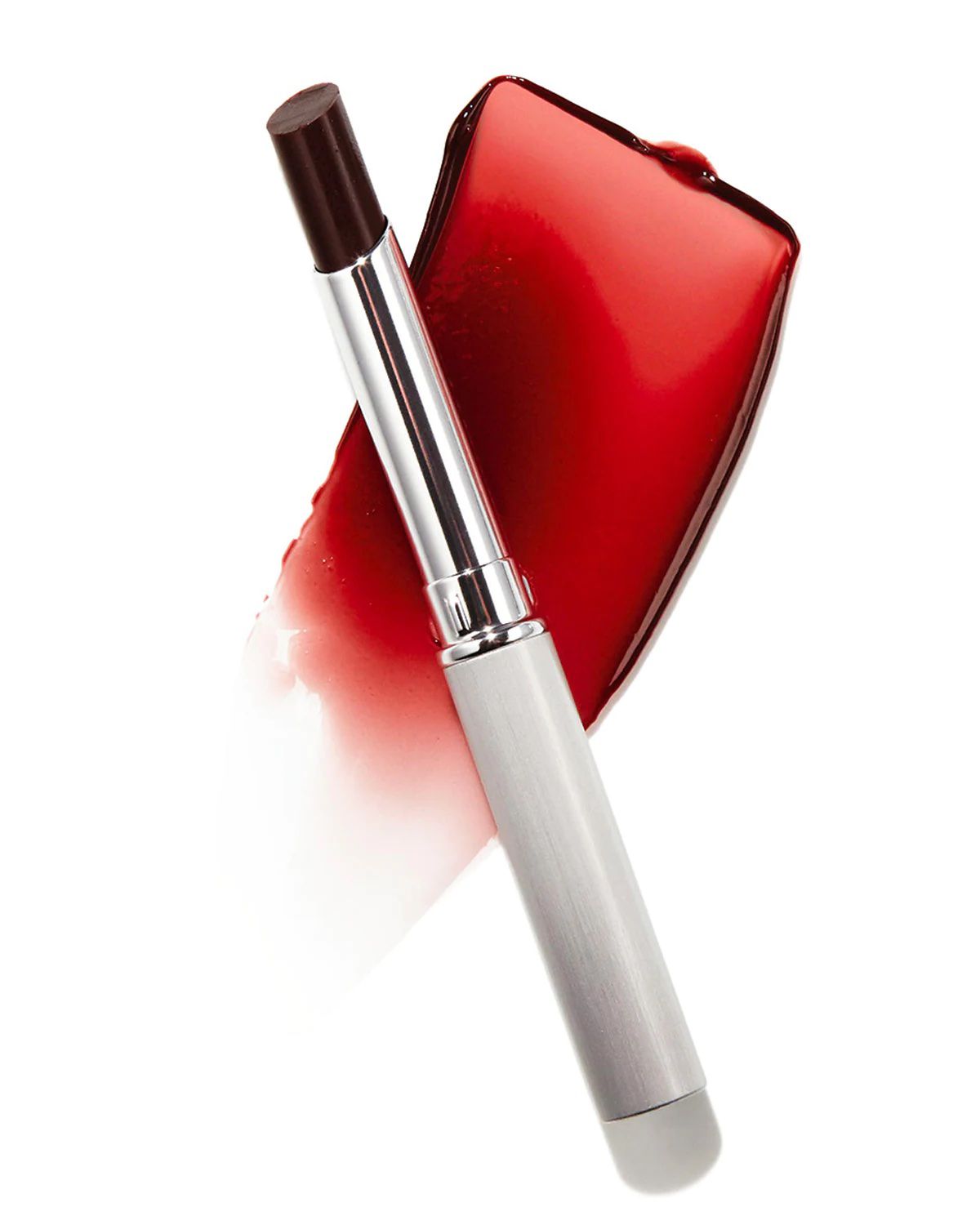 l'immagine di un tubetto di Clinique Almost Lipstick nella tonalità Black Honey, sovrapposto a un campione del rossetto