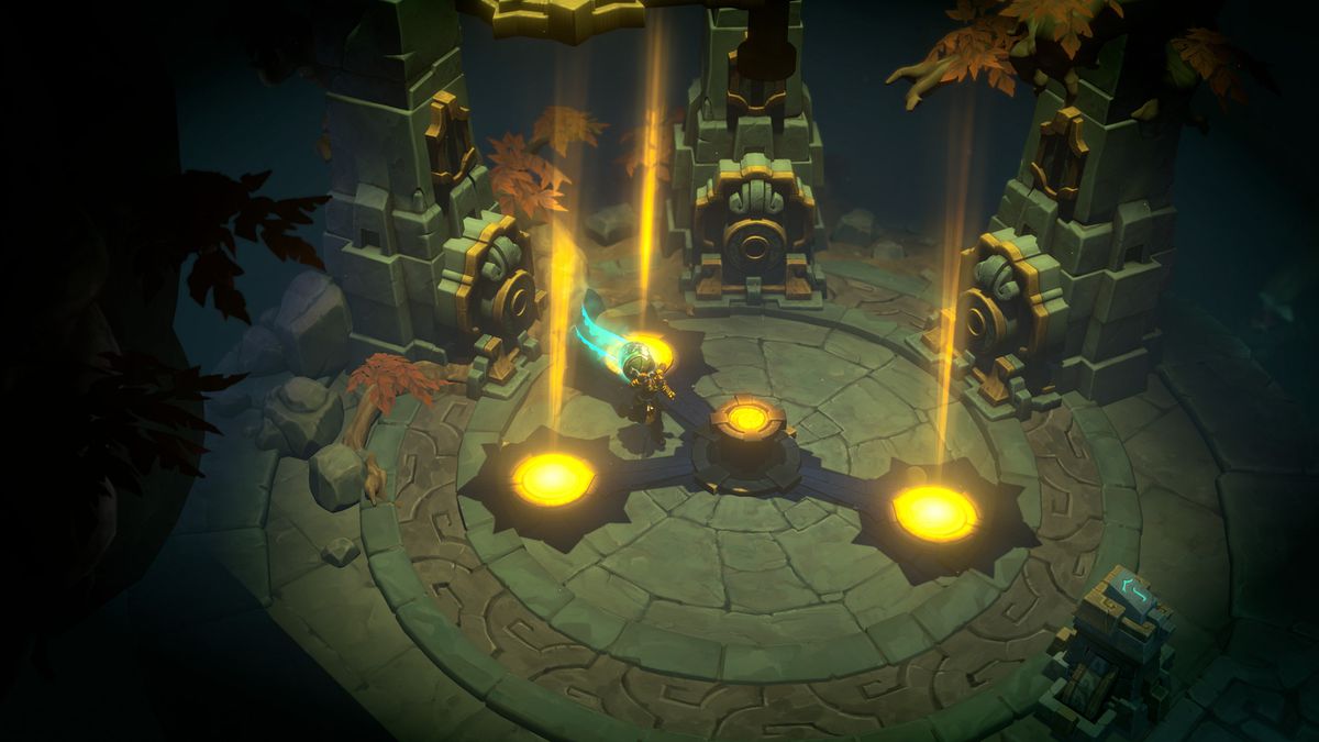 Ruined King: A League of Legends Story - Illaoi risolve un puzzle del sole nascosto in un vecchio tempio