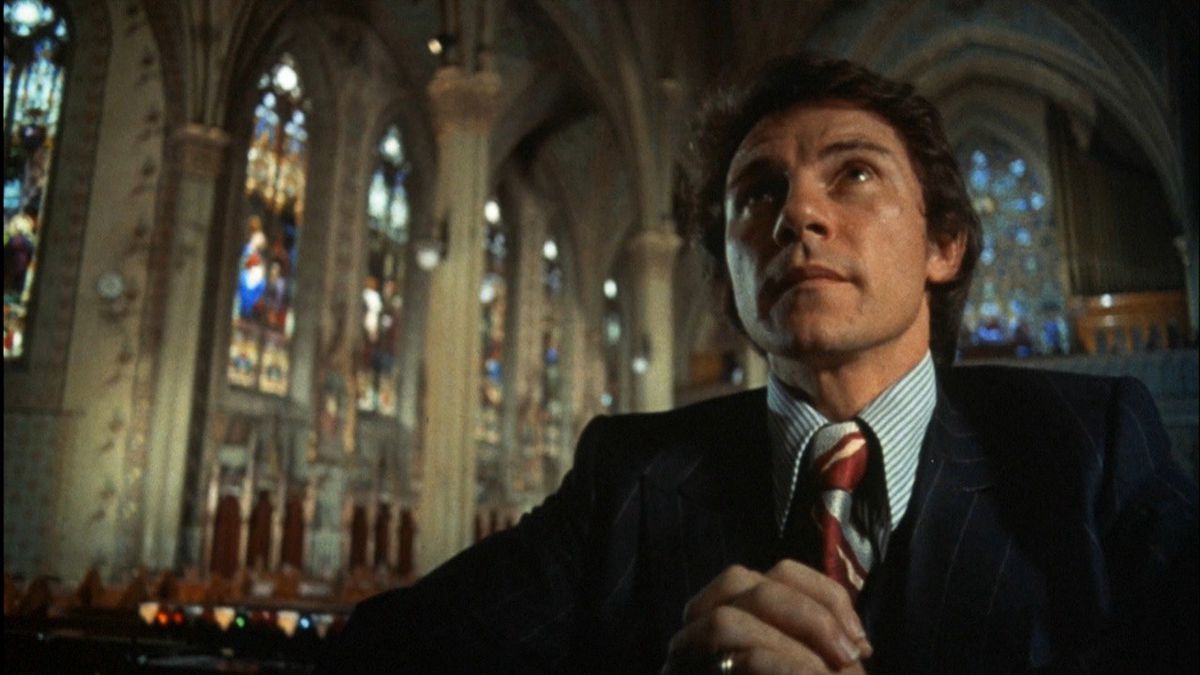 Charlie (Harvey Keitel) praying in a church in Mean Streets.