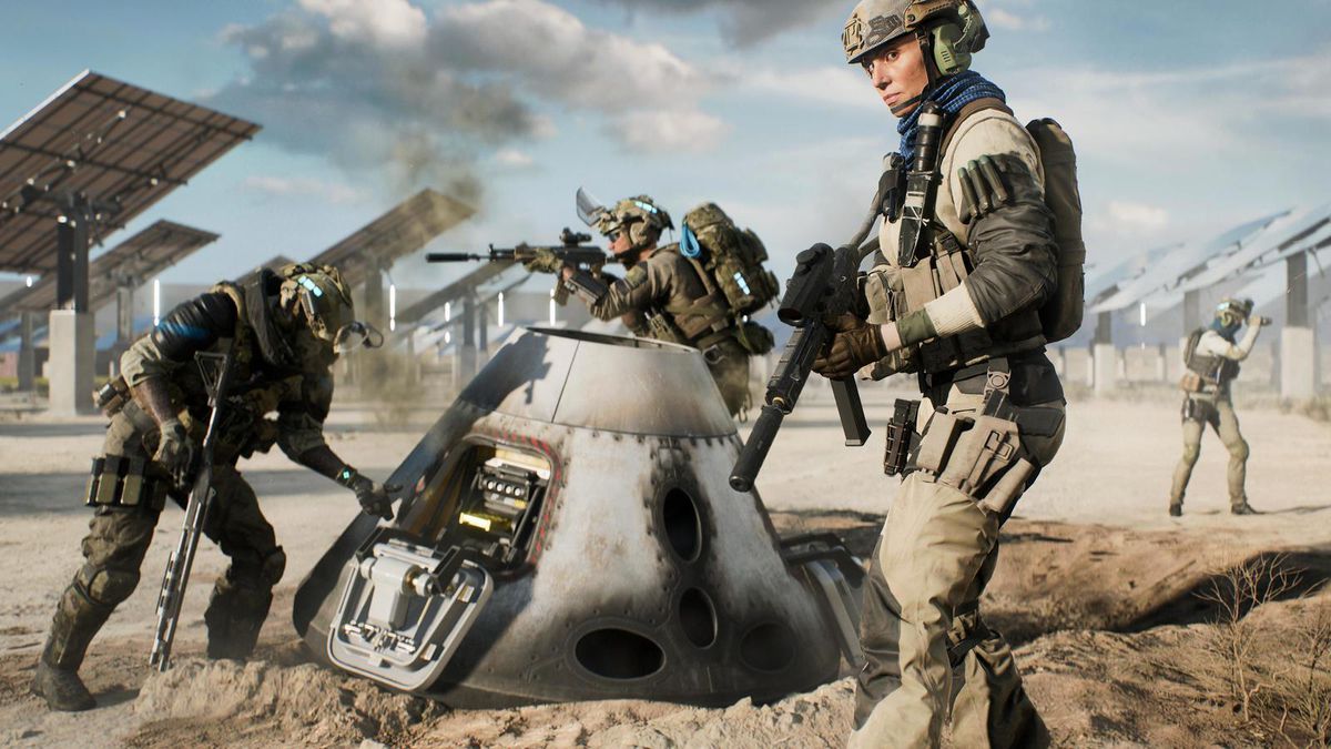 Una squadra si procura rifornimenti in modalità Pericolo in Battlefield 2042.