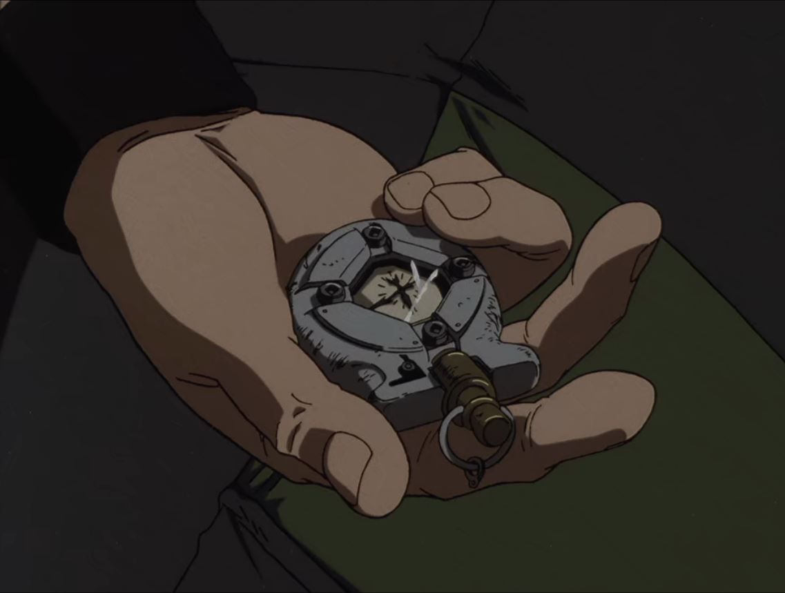 Jet tiene in mano l'orologio rotto lasciatogli dalla sua ex Alisa in “Ganimede Elegy”