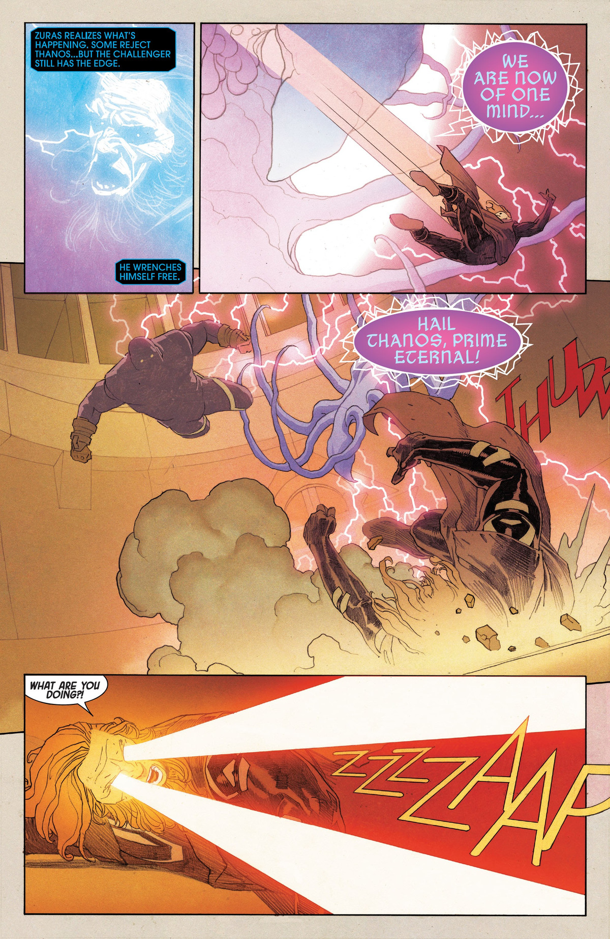 Thanos attacca Zuras in Eternals #7 e diventa Prime Eternal