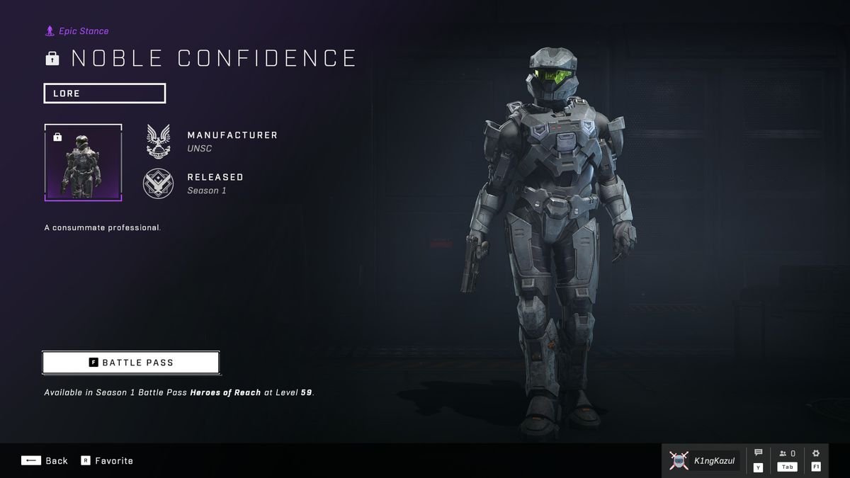 Uno Spartan personalizzato in Halo Infinite solleva i fianchi nella schermata di selezione della posa 