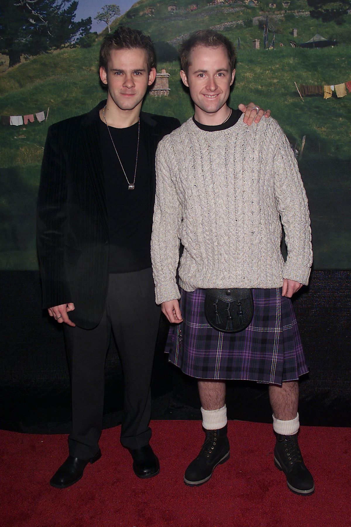 Dominic Monaghan and Billy Boyd on the red carpet for The Lord of the Rings: The Fellowship of the Ring’s New York City premiere