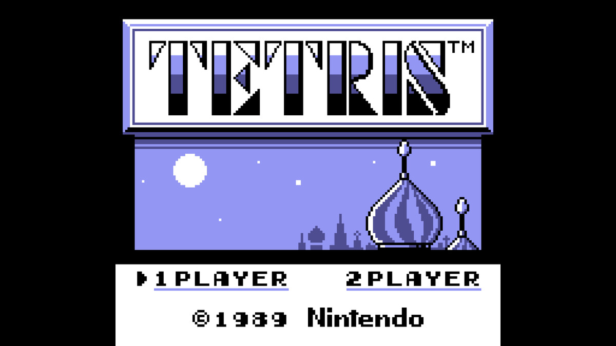 Schermata del menu di Tetris con il blu sulla tasca analogica