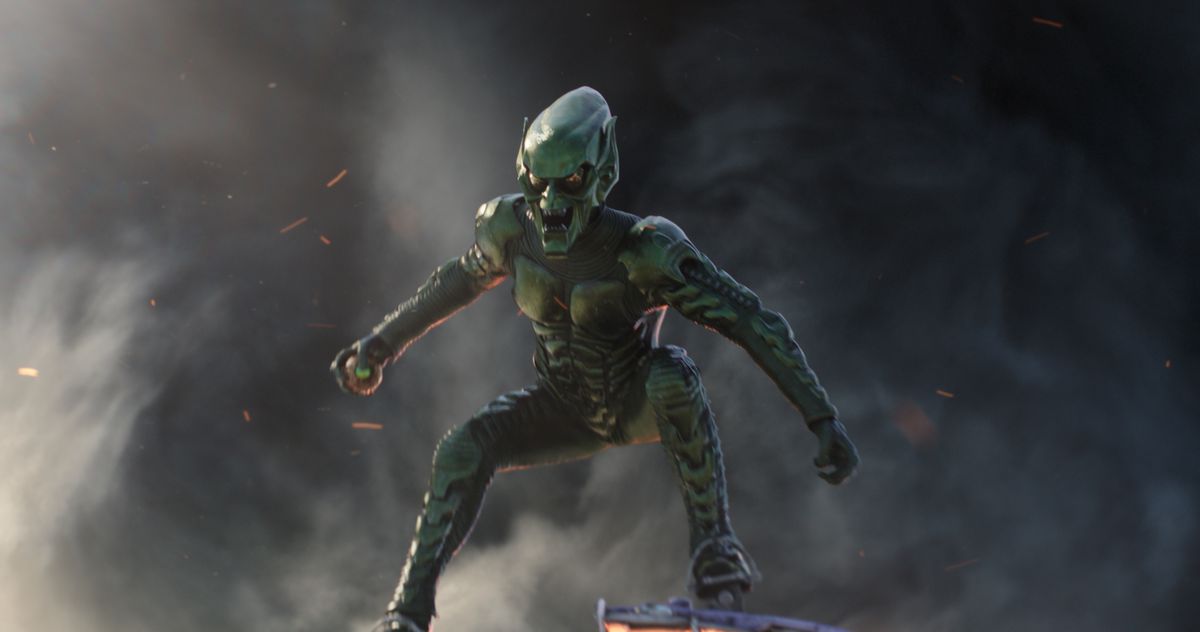 Il Green Goblin scivola da una nuvola di fumo in Spider-Man: No Way Home