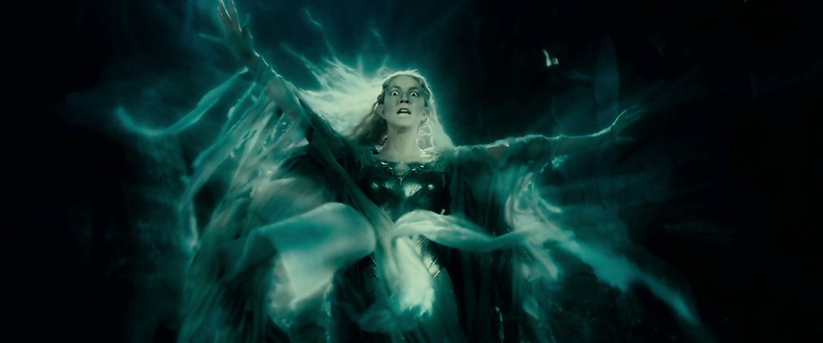 Galadriel transforms as she is tempted by the ring in The Fellowship of the Ring.
