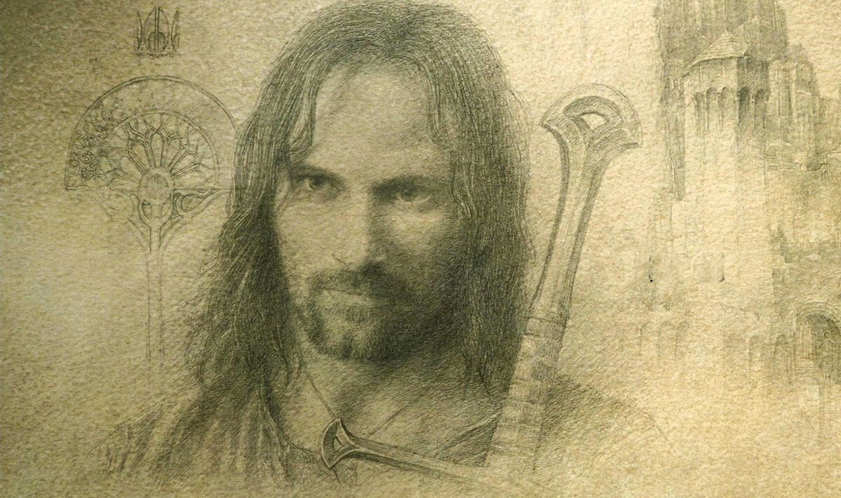 Sketch of Viggo Mortensen from Lord of the Rings: Return of the Kings end credits