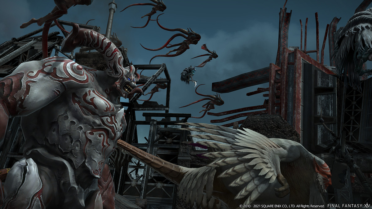 Un fermo immagine dei nemici invasori dal trailer di riferimento di Final Fantasy 14: Endwalker