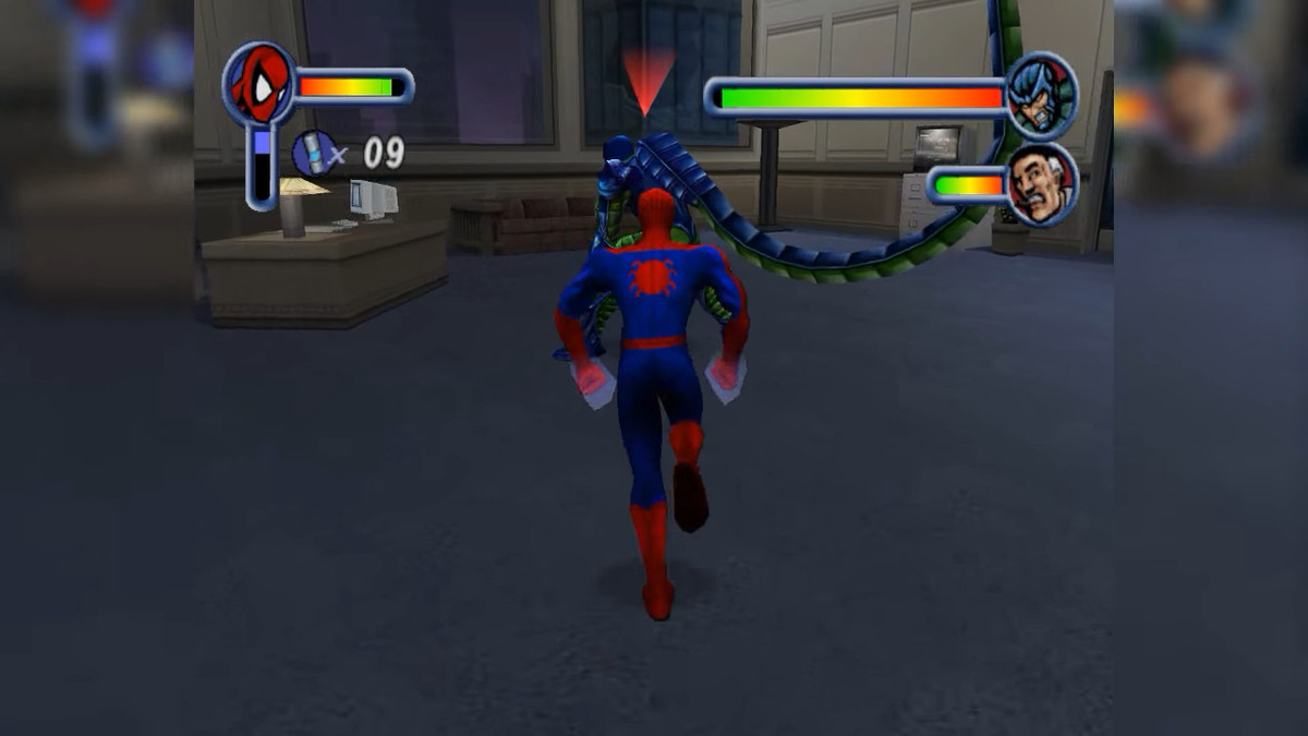 Spider-Man che corre allo Scorpion in Spider-Man 2000