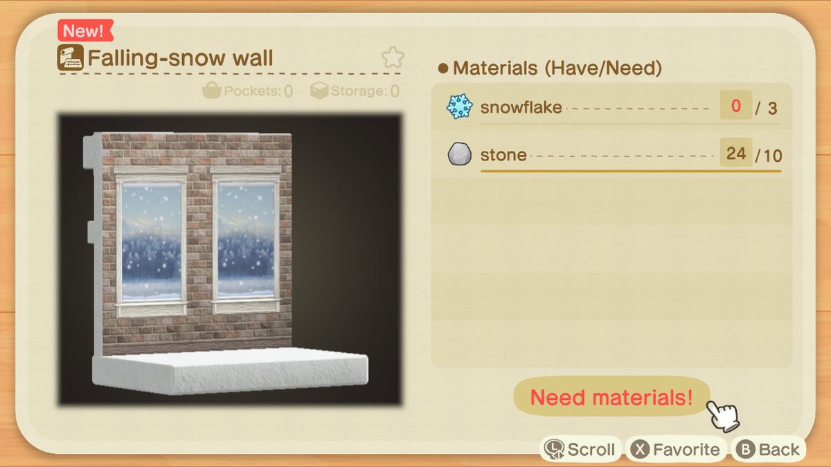 Una ricetta di Animal Crossing con un muro di neve che cade
