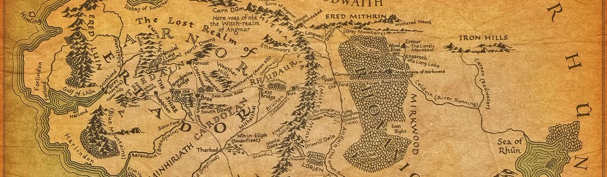 A map of Middle-earth from The Lord of the Rings books.