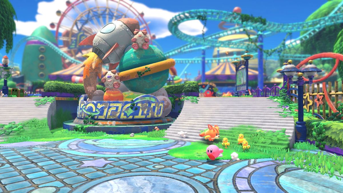Kirby viene inseguito in un fatiscente parco divertimenti a Kirby e nella Terra Dimenticata