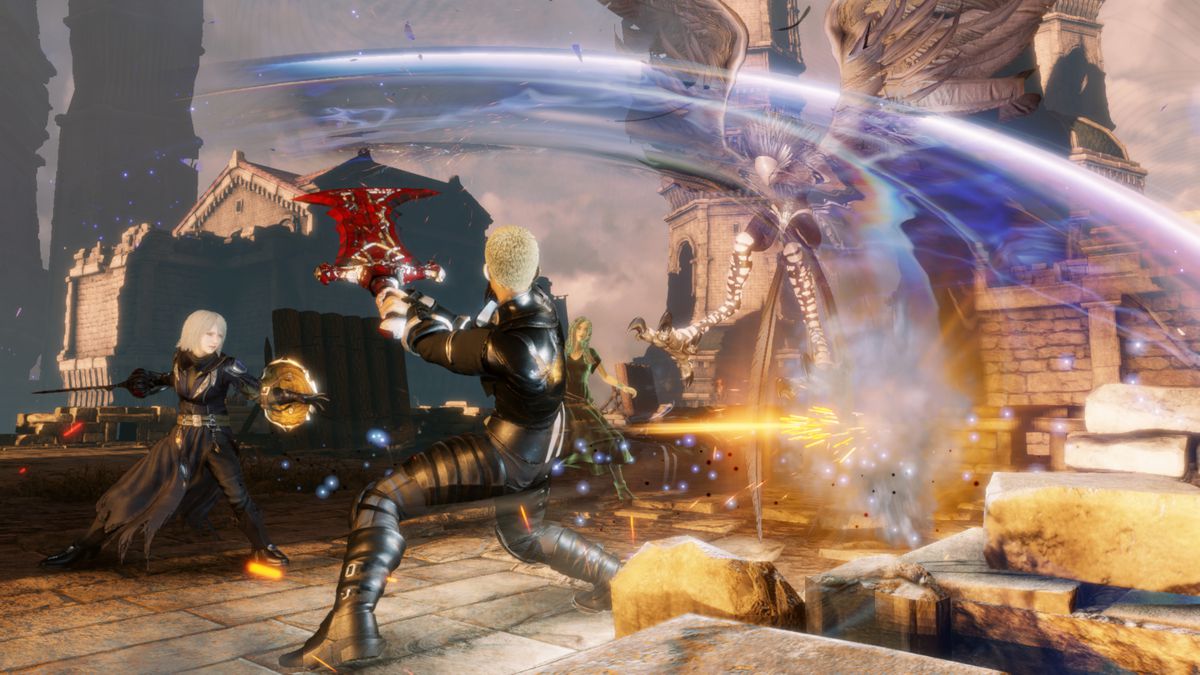 Jack swings a sword at a flying enemy in Stranger of Paradise Final Fantasy Origin 