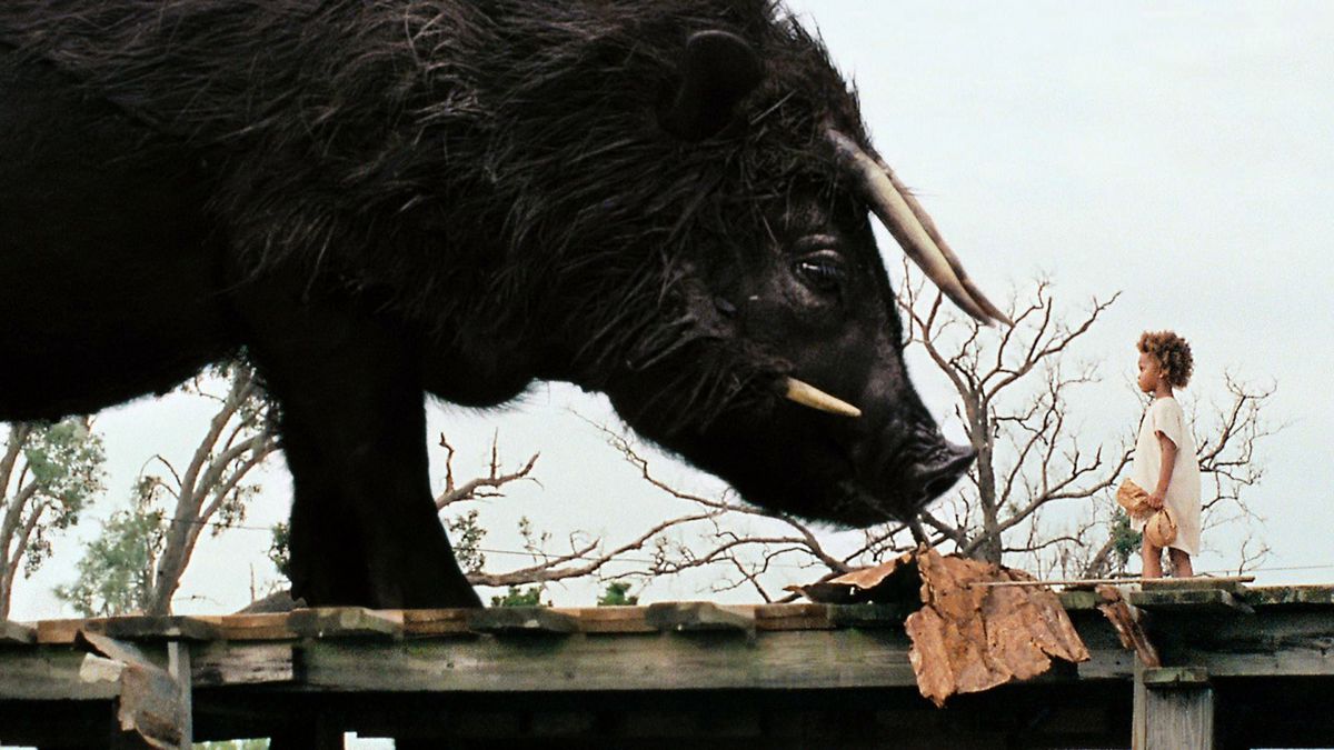 Hushpuppy meets the Auroch in Beasts of the Southern Wild.