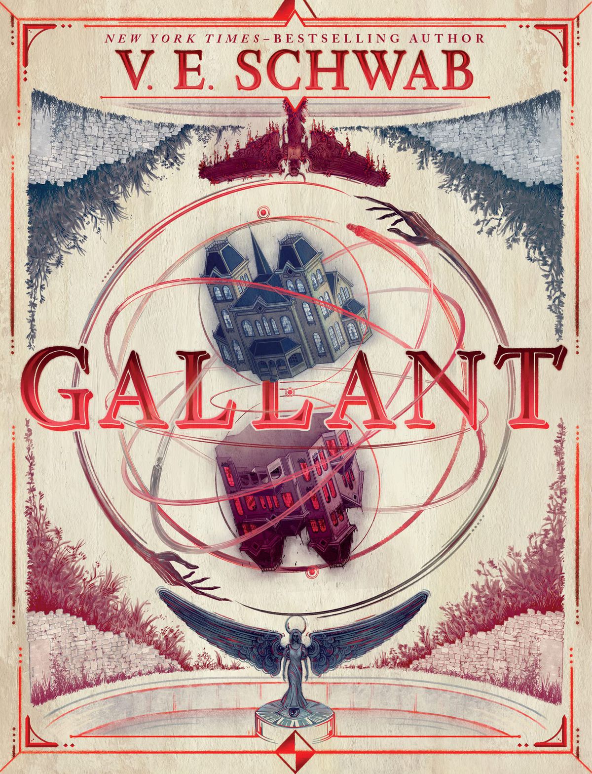 The cover for Gallant showing an illustration of two houses inside a large circle