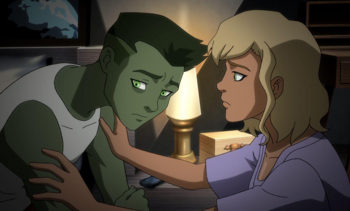 La ragazza di Beast Boy cerca di parlargli mentre lui si volta dall'altra parte in Young Justice: Phantoms