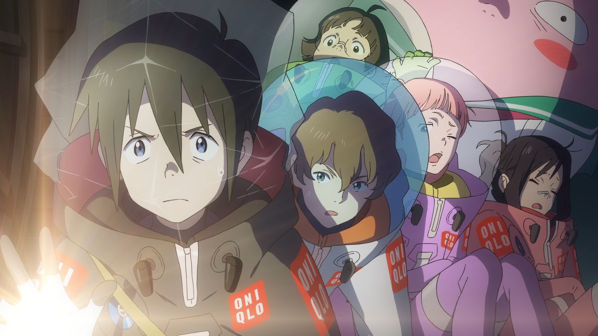 (LR) Touya, Taiyo, Hiroshi, Nasa, Mina e Anshinkun in The Orbital Children.