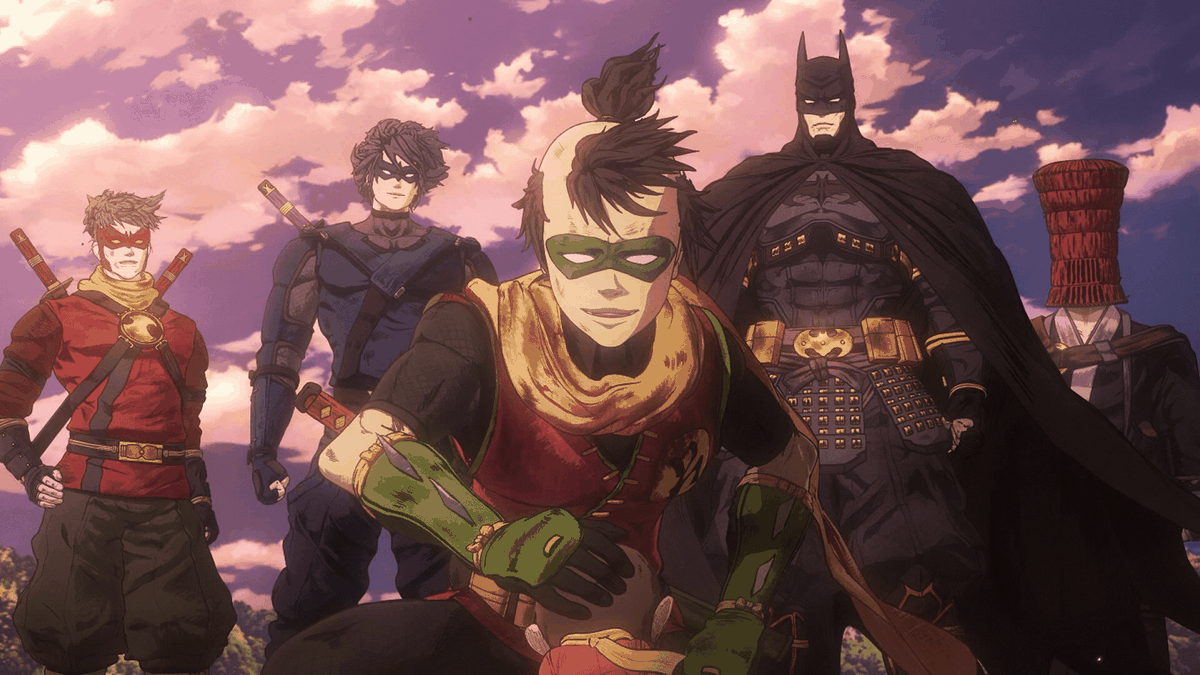 Robin, Nightwing, Robin, Batman e un alleato mascherato in Batman: Ninja.