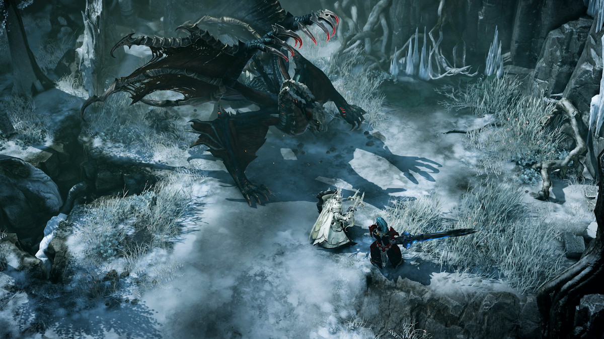 Giocatori in Lost Ark che combattono un drago